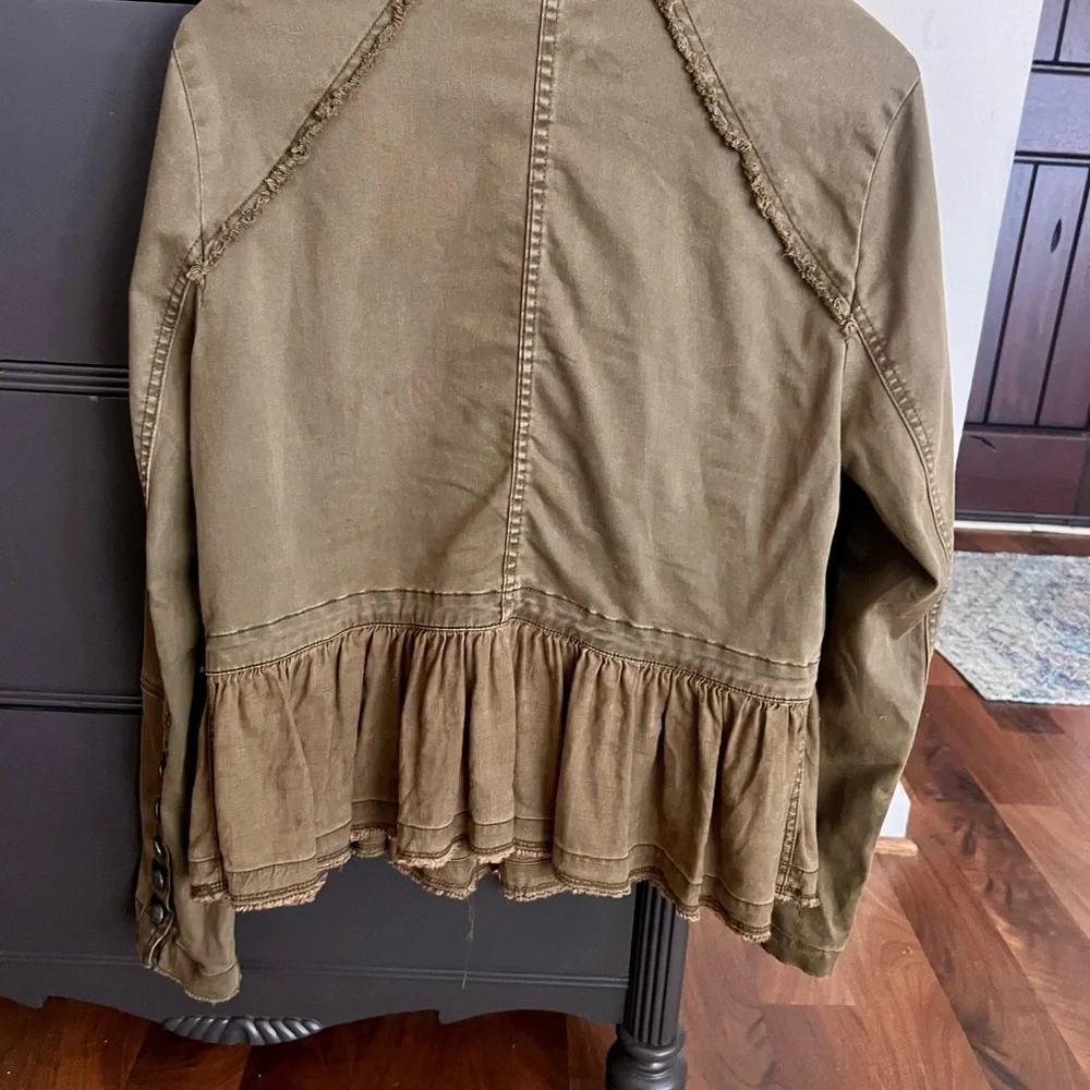 Free People Olive Green Military Jacket with peplum - Picture 9 of 10